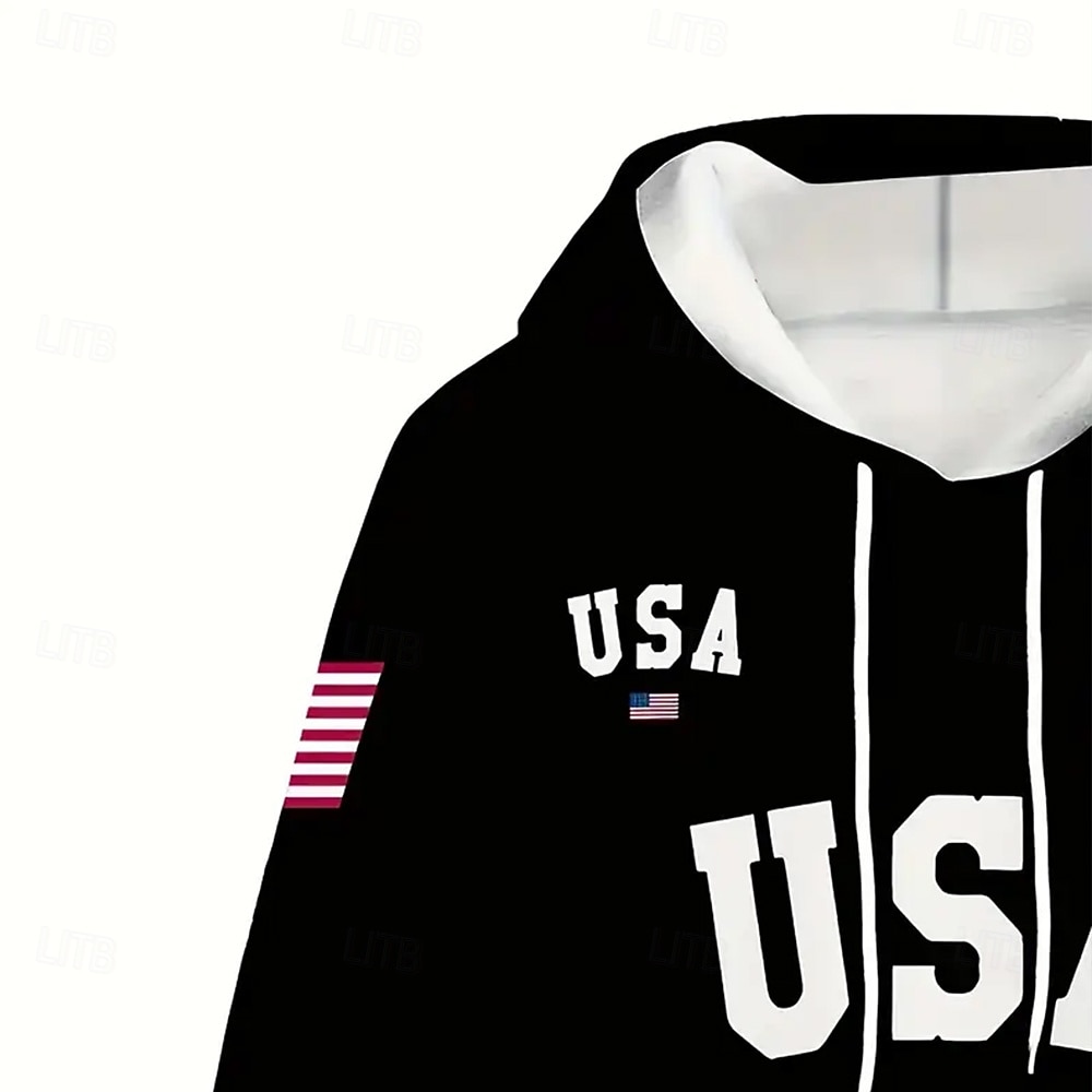 Dia da Independência Americana Homens Bandeira americana 2pcs Conjuntos de moletom 3D Moletom Moletom com capuz Manga Longa Calças compridas Com Capuz Esportivo Casual Diário Roupa Esportiva de 2025 por $42.99 –P3