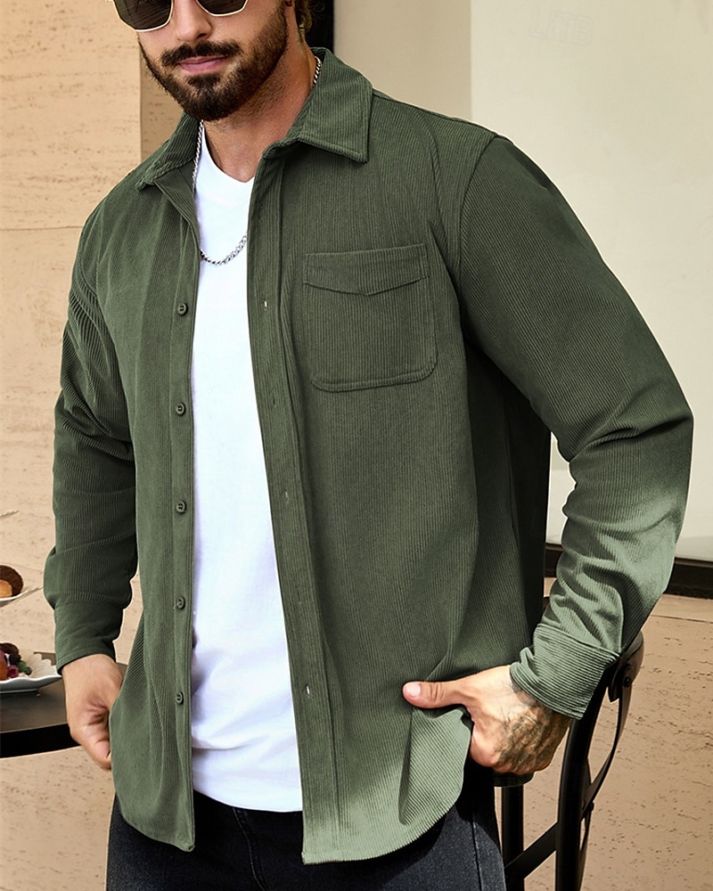 Per uomo Giacca Leggera Giacca in Velluto a Coste Giacca Casual Vacanza Quotidiano Resistente all'usura Tasca Primavera Autunno Semplice Moda Classico Bavero Regolare Nero Blu marino Cammello Marrone del 2025 a $24.99 –P11