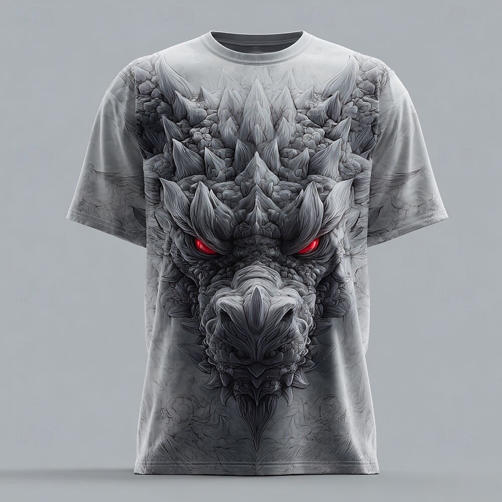 Men's Dragon T Shirt Short Sleeve T shirt 3D Print Crew Neck Shirt Exaggerated Designer Street Daily Club Dark Gray Gray Summer Spring All Seasons Clothing Apparel S M L XL XXL XXXL 4XL 2026 - E£1074.71 –P2