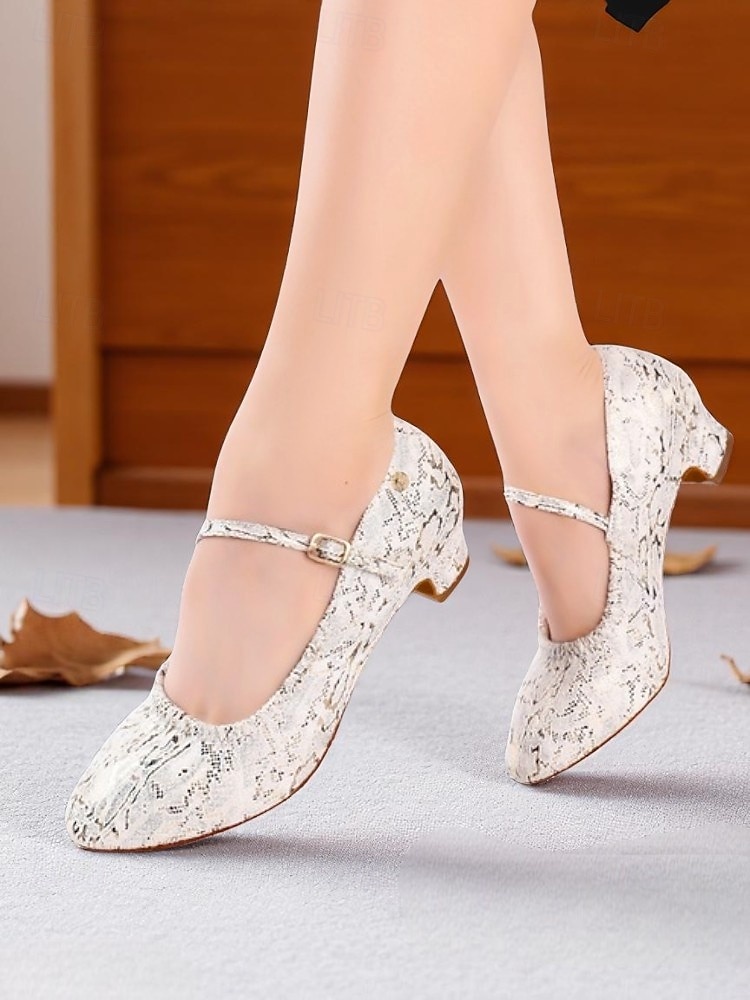 Women's Professional Snake Print Dance Shoes with Adjustable Ankle Strap and Mid Heel for Ballroom and Latin Dance 2025 - $54.99 –P5