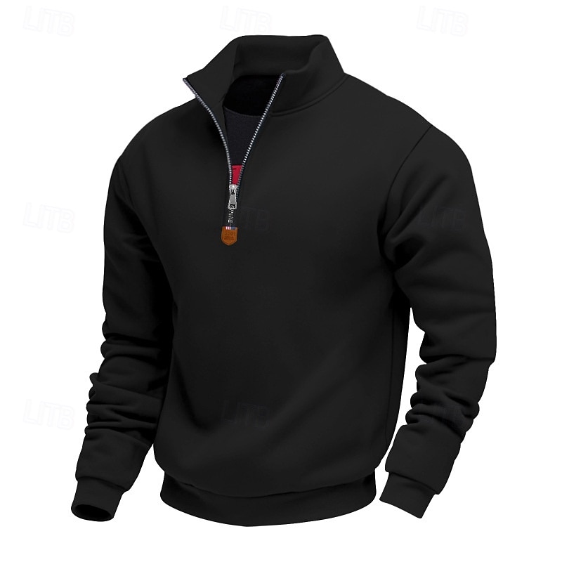Hombre Sudadera Sudadera con un cuarto de cremallera Albaricoque Negro Blanco Vino Rojo Media cremallera Plano Deporte Diario Festivos Poliéster Ropa de calle Básico Casual Primavera Otoño Ropa 2025 - $21.99 –P13