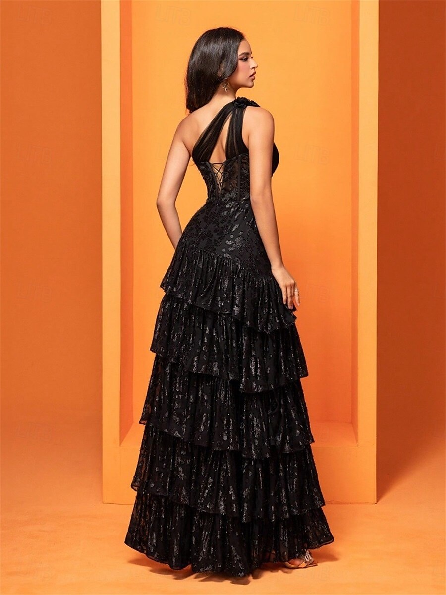 A-line šaty na Quinceanera elegantní šaty pro formální svatbu podlahová délka bezrukávové jedno rameno krajka s rozparkem 2025 - $149.99 –P7