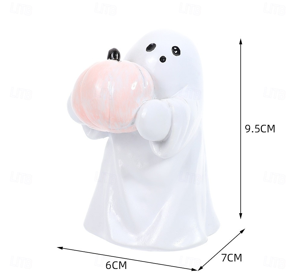 Halloween söpö kummitushahmo, jolla on kurpitsa, hartsipöytäkoriste juhlatunnelmaan ja kodin sisustukseen 2025 - $9.99 –P4