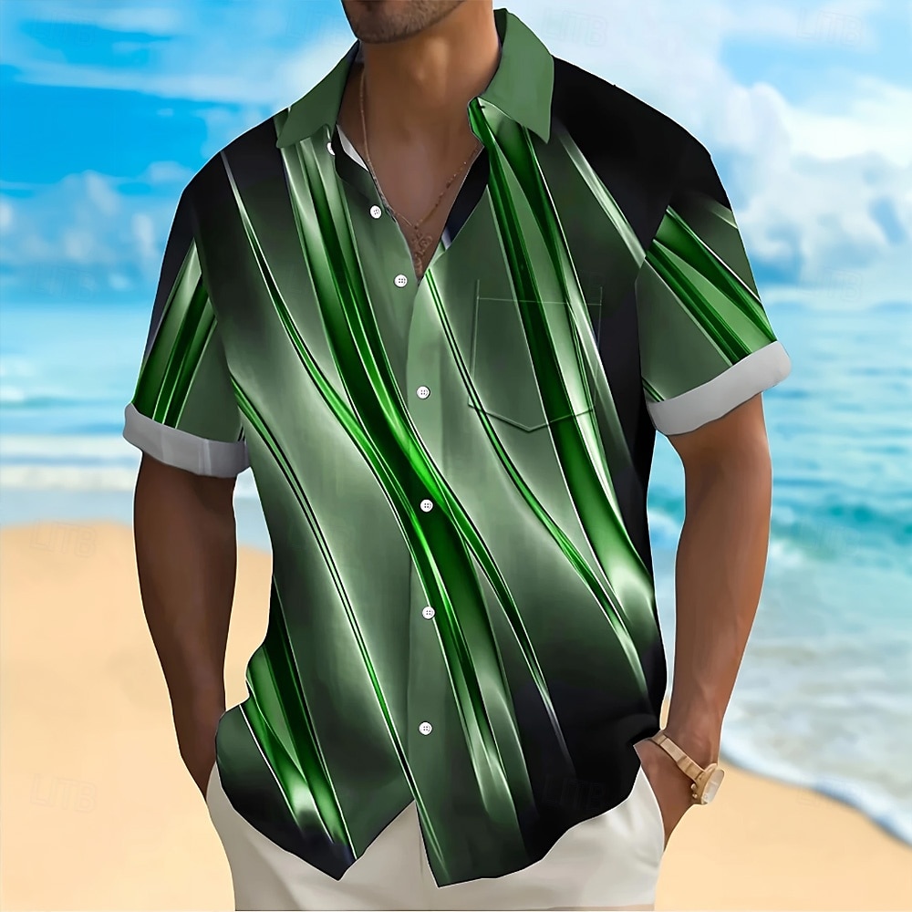 Herr Geometrisk Marmor Abstrakt konst Skjorta Sommarskjorta Knapp upp skjorta Kortärmad Mode Casual Utomhus Semester Vardag Sommar Vår Nedvikt 3D-utskrift krage skjortor Främre en ficka Rubinrött 2025 - $23.99 –P7
