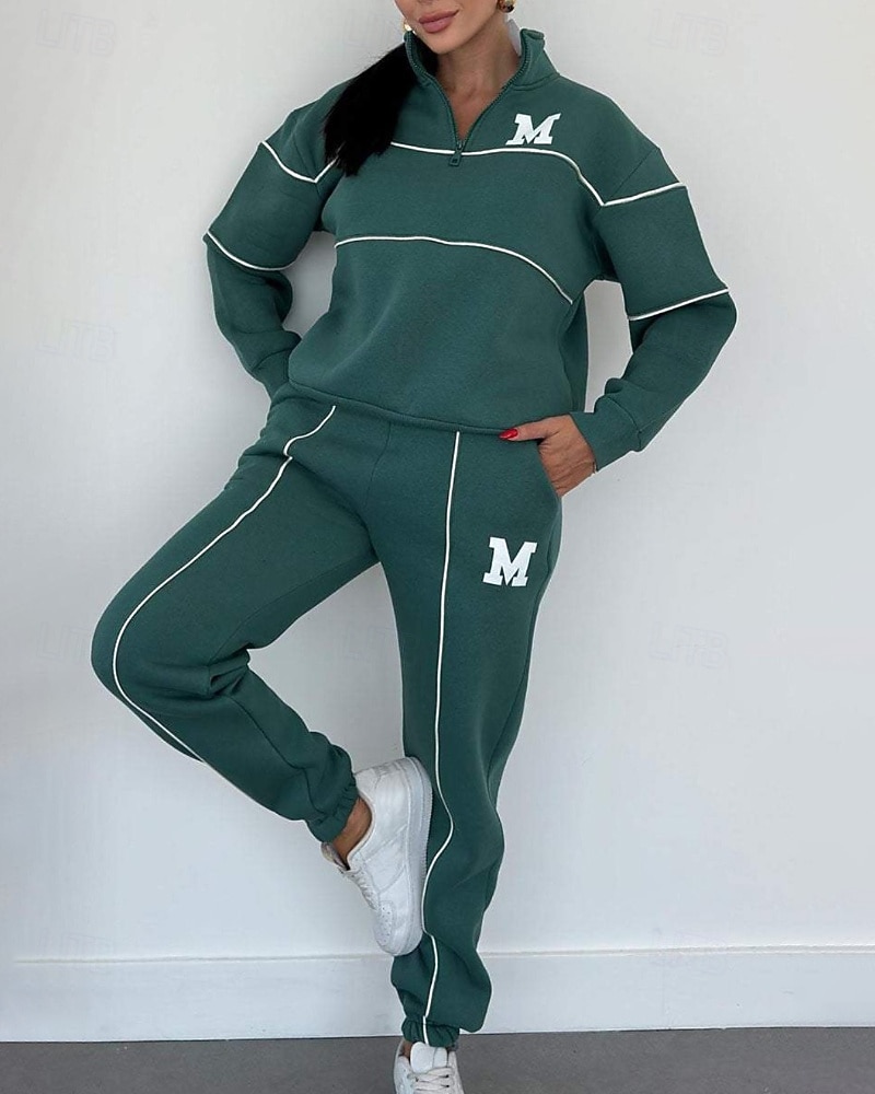 Mujer Tracksuit Pantalones Deportivo Sudadera tipo jersey Bolsillo con cremallera Bloque de color Trajes de Yoga Otoño Negro Blanco Rutina de ejercicio Ropa Deportiva Corriendo Mantiene abrigado 2025 - $42.99 –P6