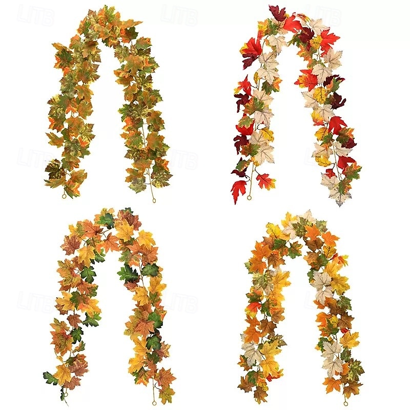 Fall Artificial Maple Leaf Garland, Halloween and Thanksgiving Harvest Vine Decoration, Realistic Faux Autumn Leaves for Indoor and Outdoor Use 2025 - $12.99 –P5