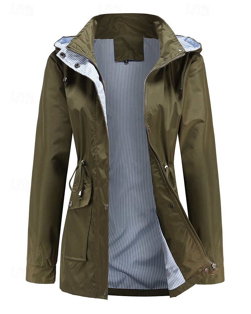 Dam Trenchcoat Håller värmen Bekväm Dragkedja Ficka Mode Utomhus Slät Utekväll Helgen Dragkedja Normal Huva Normal Långärmad Ytterkläder Svart Gul Vin Höst Vinter 2025 - $38.99 –P11