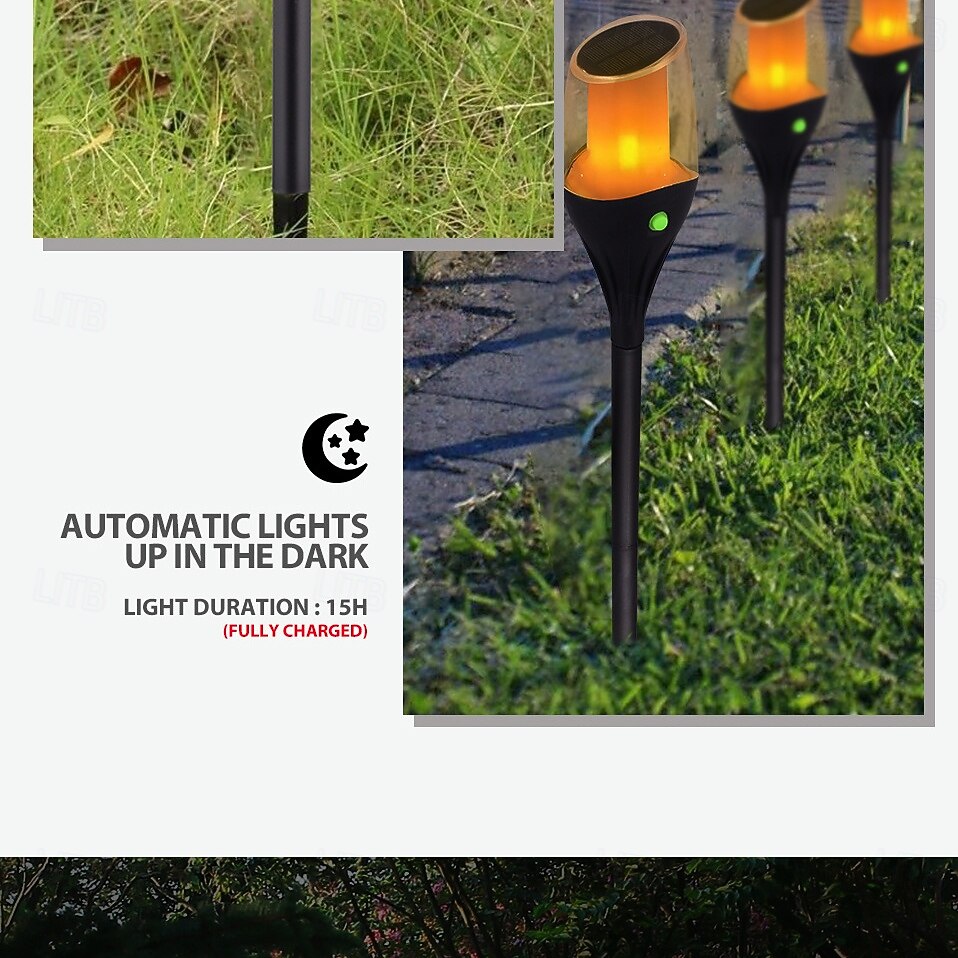 1 Pc Outdoor Waterproof Solar LED Torch Ground Plug Light Lawn Garden Courtyard Path Halloween Christmas Festival Flame Jumping Decorative Light Landscape Light 2026 - $16.49 –P14