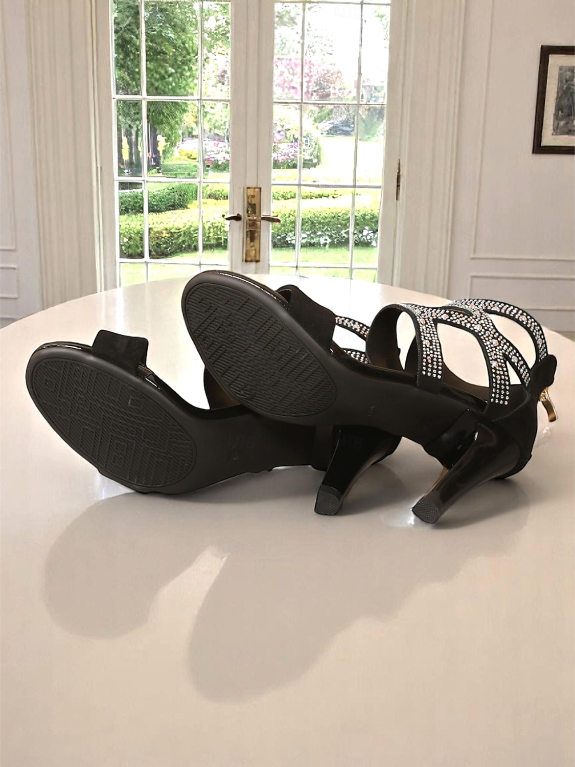 Women's Black Strappy Rhinestone High Heel Sandals, Open-Toe Stiletto Design with Glam Zigzag Detailing, Elegant Party Style for Daily Date Night, Club Outings, Summer Evenings or Cocktail Events 2025 - $32.99 –P4