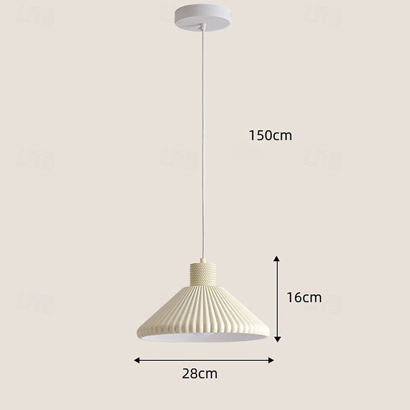 Lampadario a sospensione bianco di metà secolo, con paralume conico plissettato, grande lampada a sospensione da soffitto, moderna lampada a sospensione da soffitto per isola da cucina, lampadario per del 2025 a $190.99 –P4