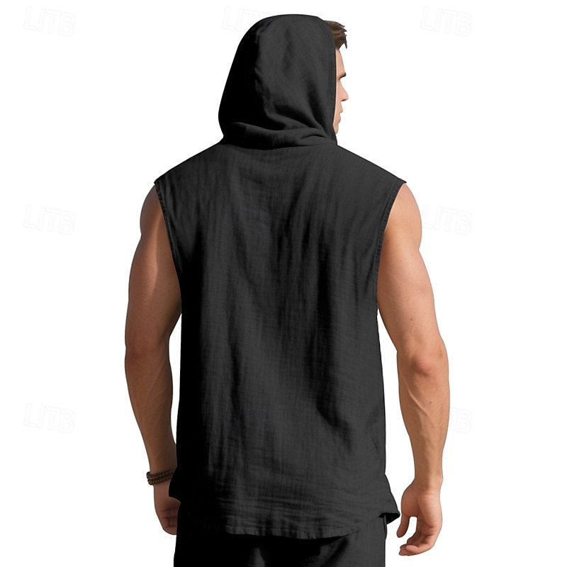 Herren Tank Top Weste Unterhemd Ärmelloses Shirt Ärmellos Mit Kapuze Sommer Einfach Mode Designer Basic Knöpfe Urlaub Straße Ausgehen Schwarz Weiß Gelb Top T-Shirt für Herren 2025 - $17.99 –P19