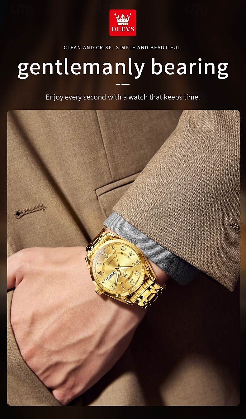 OLEVS 3666 Luxury Man Watch Stainless Steel Waterproof Dual Calendar Classic Large Digital Dial Original Quartz Watches 2025 - $32.99 –P11