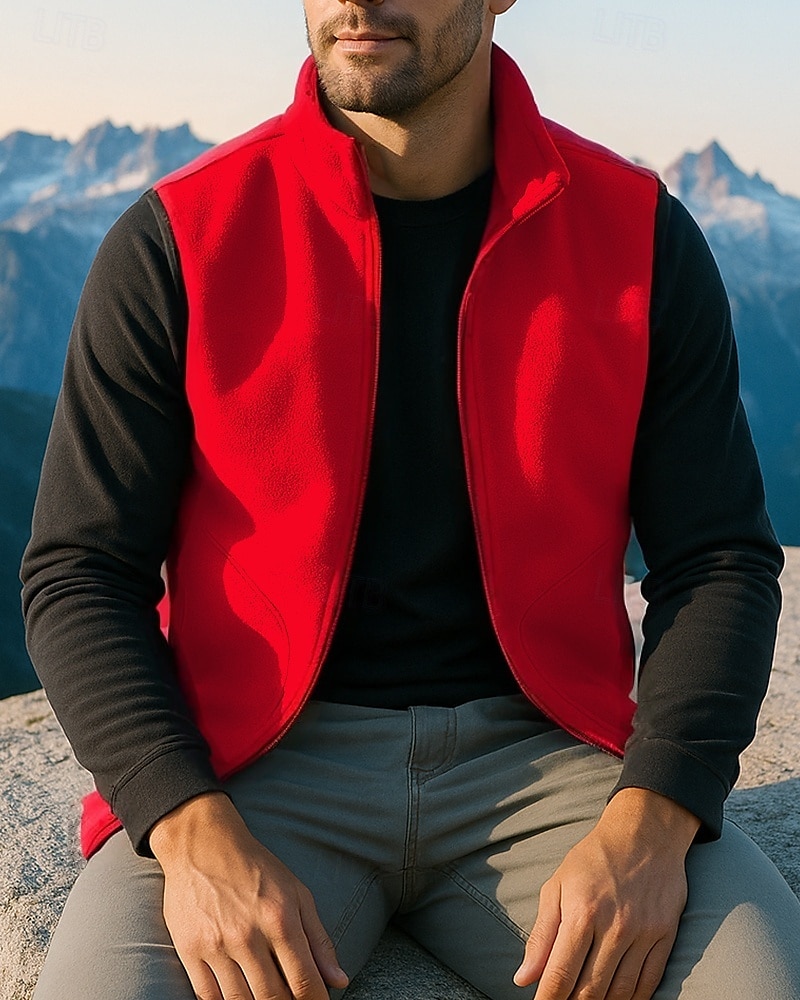 Herren Wanderweste Ärmellos Weste Außen Thermowarm Atmungsaktiv Leicht Winter Reißverschluss Polyester Schwarz Armeegrün Rot Jagd Angeln Klettern 2025 - $23.99 –P5
