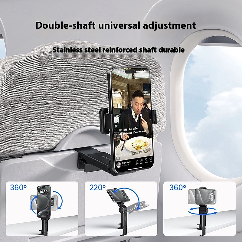 2025年 飛行機旅行の必需品、携帯電話ホルダー、ユニバーサルハンズフリー電話マウント、360度回転アクセサリー付き、飛行機旅行の必需品、デスクトレイテーブル用電話スタンド  コレクション – $10.99 –P6