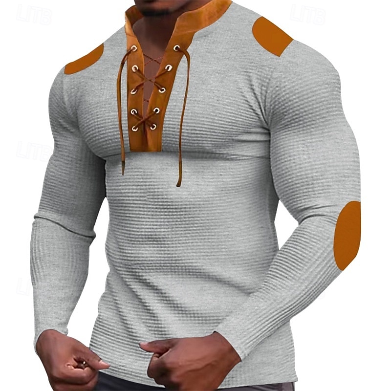 Męskie Bluza Waffle Czarny Biały Niebieski Khaki Jasnoszary Stójka Równina Ściągana na sznurek Sport i turystyka Codzienny Święto Moda miejska Nowoczesne Odzież sportowa Wiosna i jesień Odzież Bluzy 2026 - $25.99 –P6
