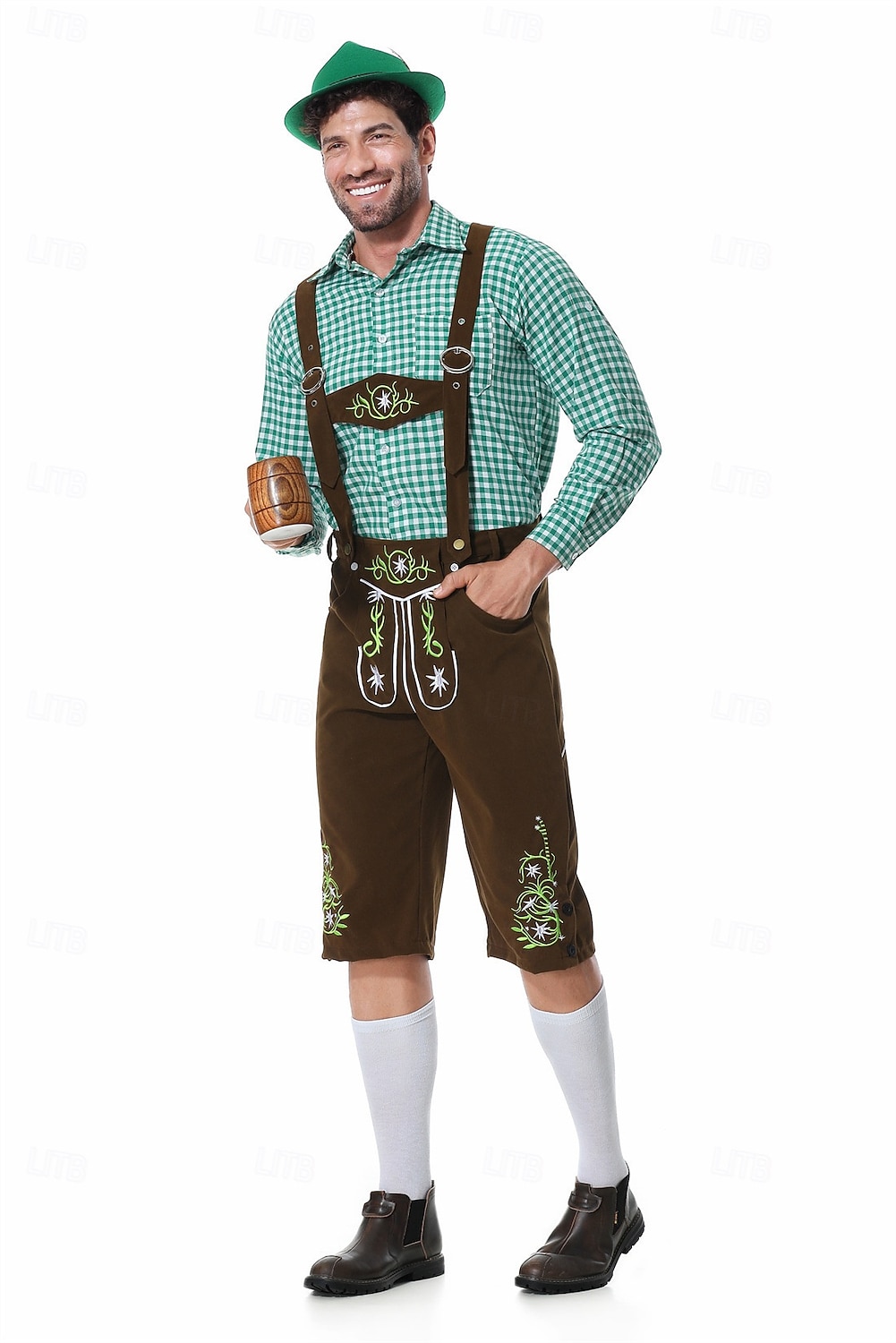 Oktoberfest Lederhosen Camisas Sombrero alpino bávaro Alemán alpino prados Hombre Fiesta Festival de Cerveza Paño de estilo tradicional 2026 - $61.99 –P19