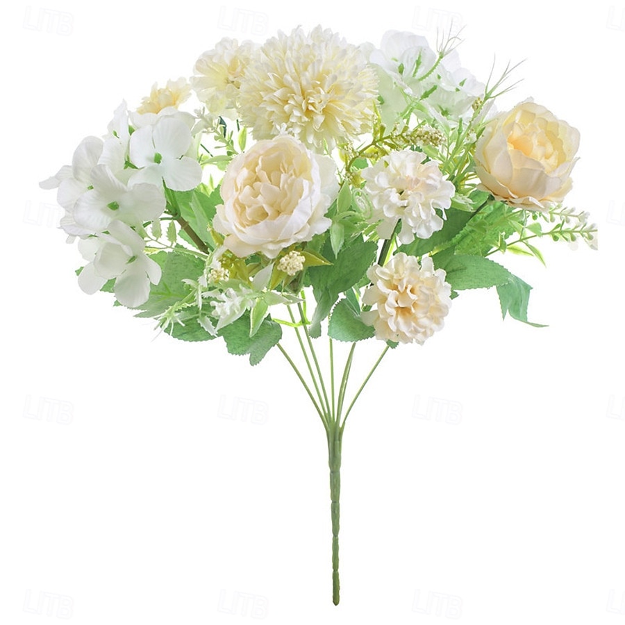 1 mazzo di fiori artificiali di seta rosa, piccolo bouquet multi-testa biforcuto, composizione di fiori secchi finti per decorare il tavolo di casa o il vaso. del 2025 a $7.99 –P12