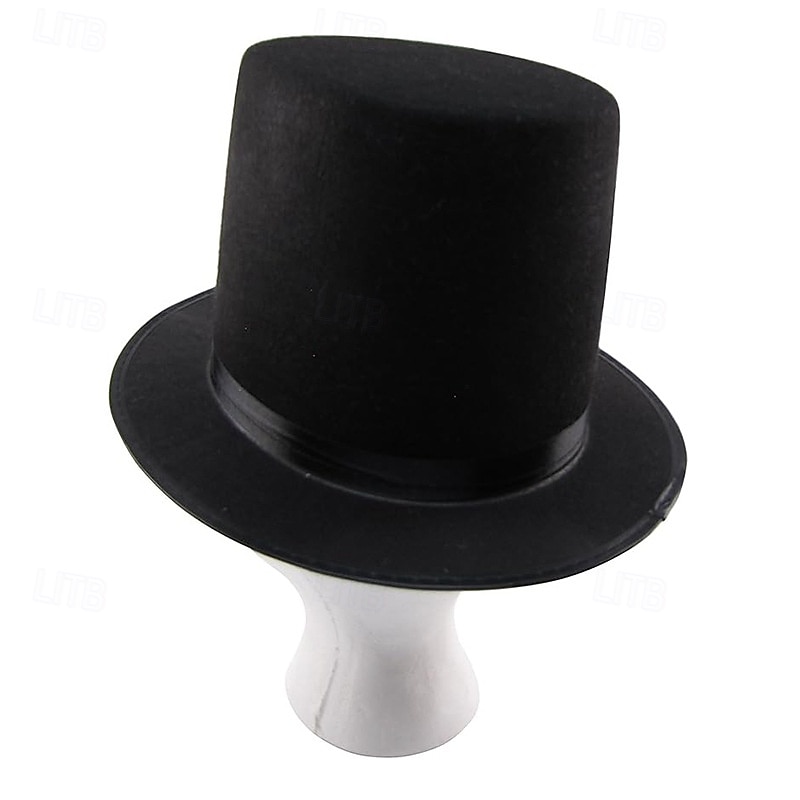 kouzelný klobouk červená stuha lincolnův klobouk styl klobouku černý lincoln jevištní vystoupení černý klobouk vysoký klobouk 2025 - $7.99 –P1