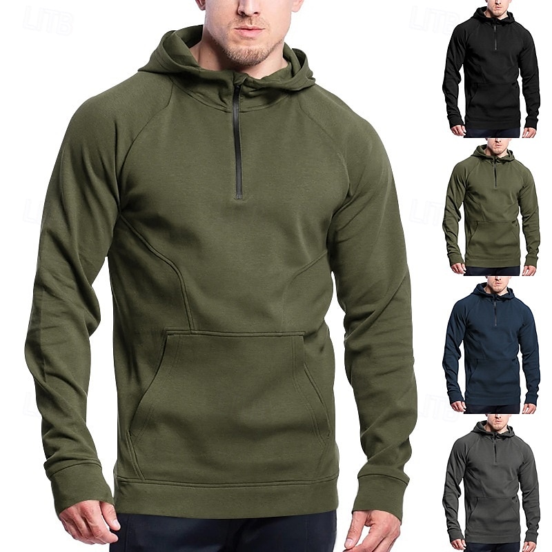 Hombre Sudadera Sudadera con capucha de lana Sudadera táctica con capucha Negro Verde Ejército Azul Marino Gris Oscuro Con Capucha Plano Cerrar Retazos Cremallera de un cuarto Deporte Casual Diario 2025 - $31.99 –P1