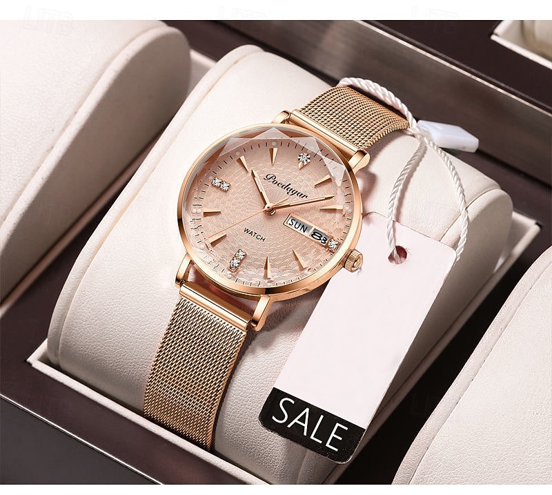 2026年 母の日の女性用ギフト 時計 ローズゴールド ステンレススチールメッシュ 日本製クォーツムーブメント シンプル 防水 ルミナスレディースウォッチ  コレクション – $31.99 –P6