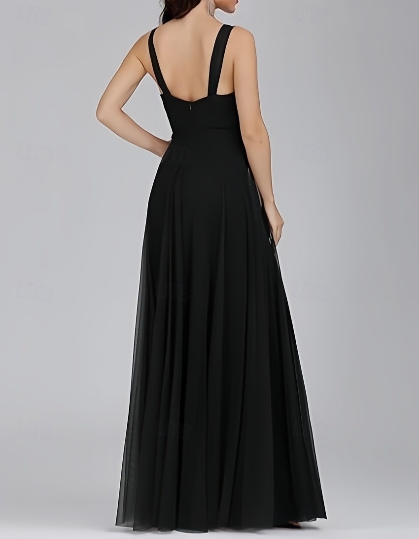 Robes D'invitée de Mariage A-Ligne Élégante Robe D'invitée de Mariage Engagement Longueur Totale Sans Manches Décolleté V Mousseline avec Plis Papillon de 2025 ? $156.99 –P2