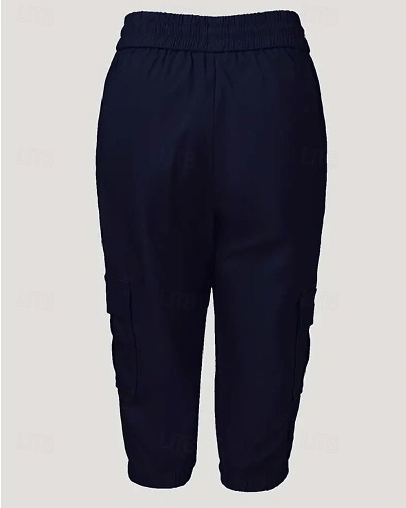 Dam Cargo-shorts Capribyxor Mode Streetwear Vadlängd Naturlig Solid färg Ficka Elastisk midja Bekväm Microelastisk Sport & Utomhus Dagliga kläder Vin Svart Rodnande Rosa Armégrön Sommar Vår Normal 2025 - $26.99 –P8