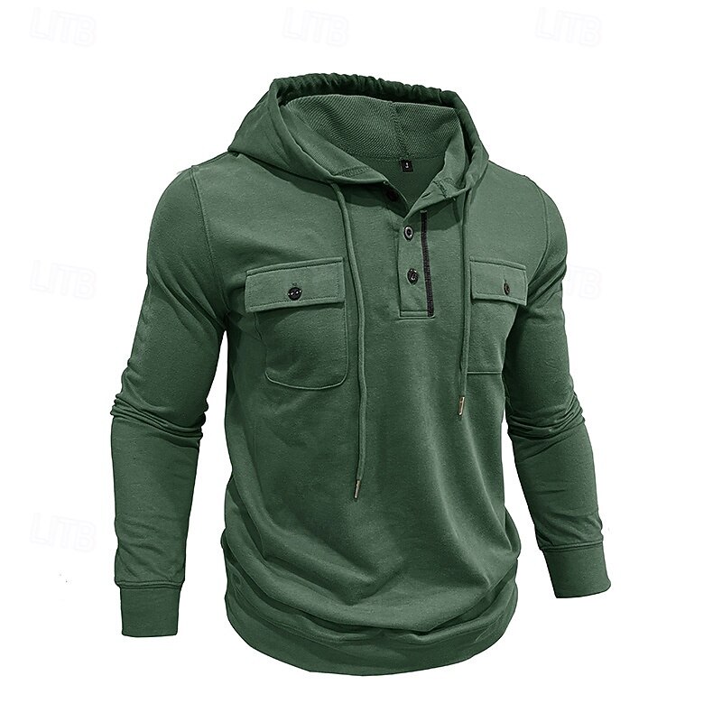 Men's Hoodie Black Army Green Green Dark Gray Coffee Hooded Plain Pocket Sports & Outdoor Daily Holiday Polyester Streetwear Basic Casual Spring Autumn / Fall Clothing Apparel Hoodies Sweatshirts  2026 - $30.99 –P15