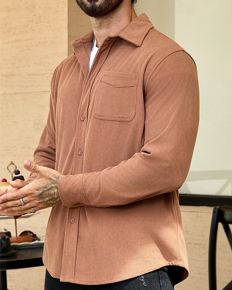Per uomo Giacca Leggera Giacca in Velluto a Coste Giacca Casual Vacanza Quotidiano Resistente all'usura Tasca Primavera Autunno Semplice Moda Classico Bavero Regolare Nero Blu marino Cammello Marrone del 2025 a $24.99 –P4