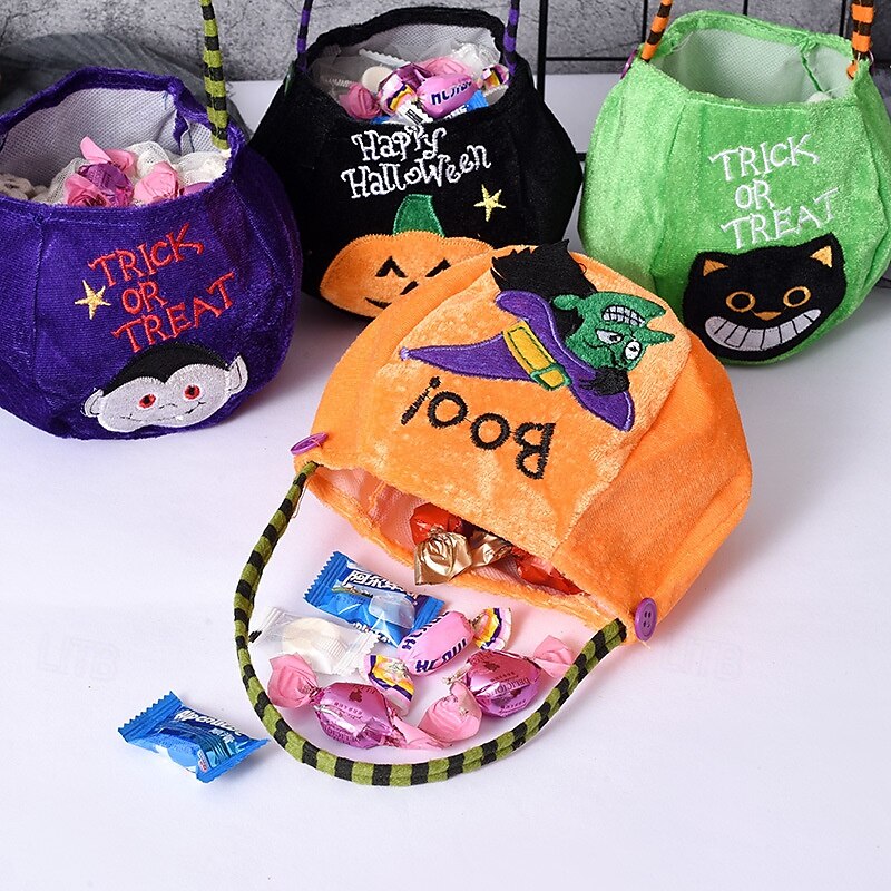 Halloween Treat Bag for Kids, Trick or Treat Candy Tote Bag, Gift Basket with Pumpkin Ghost Witch Design, Non-Woven Halloween Party Favor Bag 2025 - $4.99 –P11