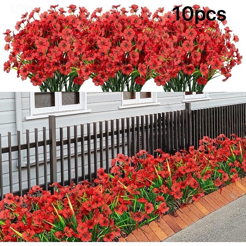 10 db UV-álló műorchidea csokor, műanyag művirág kültéri kertbe, verandára, ablakba és otthoni dekorációhoz, tökéletes húsvétra, Oktoberfestre, halottak napjára, diwalira, emléknapra és szezonális 2025 - $23.99 –P14