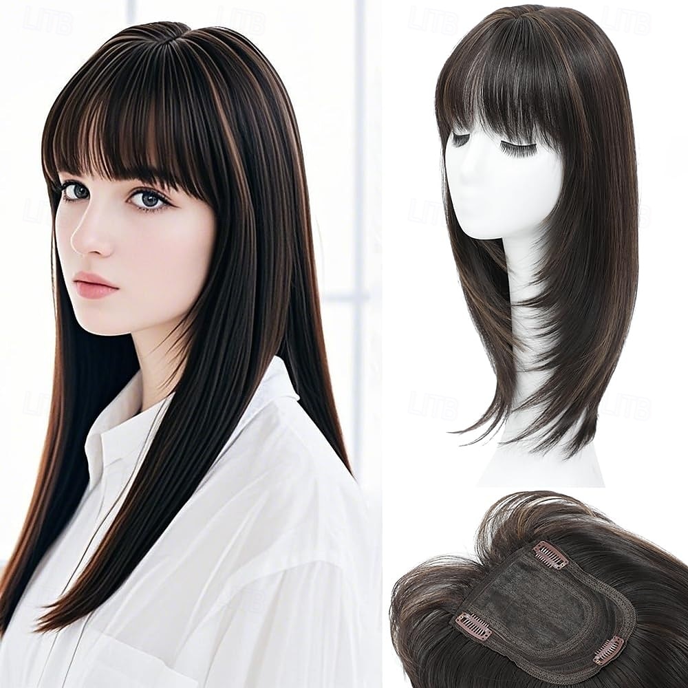 Hair Toppers for Women with Thinning Hair 360 3D Toppers Hair Pieces for Women French Clip in Bangs 18 Inch Curly Wavy 2025 - $20.99 –P8