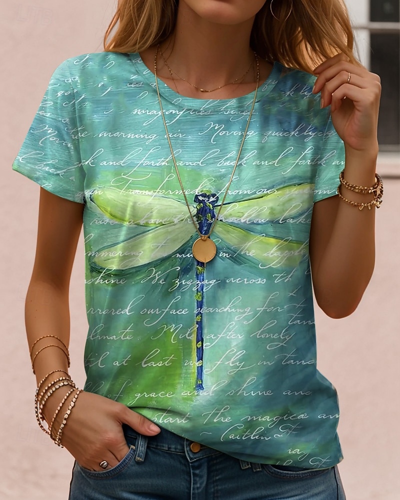Pentru femei Tricou Grafic Animal Epocă Stilat Clasic Manșon scurt Stil Nautic Topuri obișnuite Zilnic Sfârșit de săptămână Imprimeu Alb Albastru piscină Mov Trifoi Kaki Vară Primăvară 2025 - $19.99 –P3