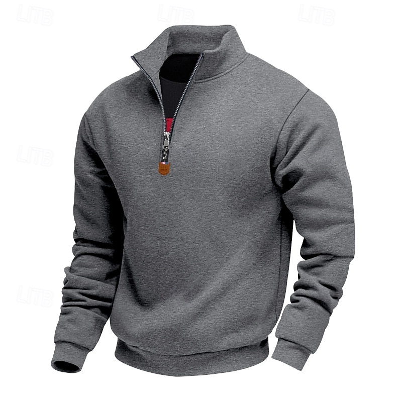 Hombre Sudadera Sudadera con un cuarto de cremallera Albaricoque Negro Blanco Vino Rojo Media cremallera Plano Deporte Diario Festivos Poliéster Ropa de calle Básico Casual Primavera Otoño Ropa 2025 - $21.99 –P19