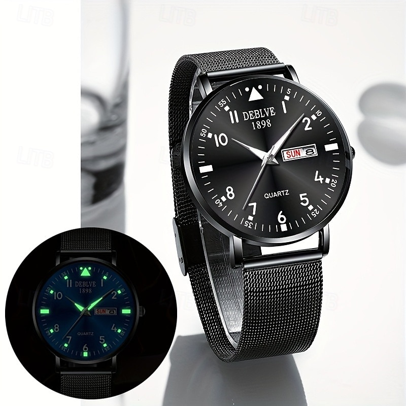 A New Milan Stainless Steel Bracelet Business Quartz Watch With A Px7 Water Resistance Rating And Luminous Date And Day Display. It Is A Fashionable Trendy Casual And Versatile Sports Men'S Business 2025 - $16.99 –P5