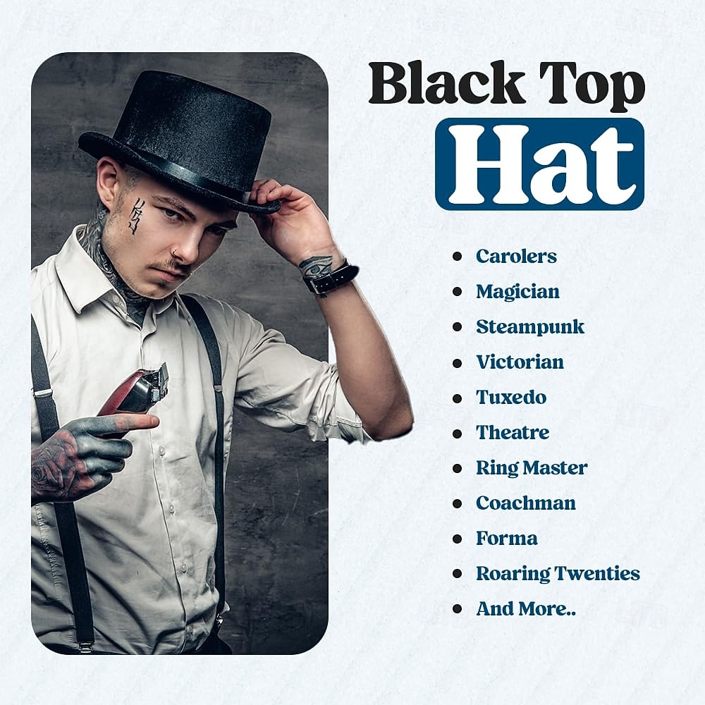 Funny Party Hats Black Top Hat - Victorian Hat for Men - Felt Tuxedo Costume Hat - Coachman Hat - Dress Up Hat 2026 - $23.99 –P4