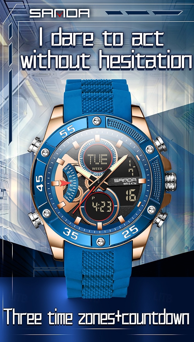 Sanda 5104 luxe elektronisch studentenhorloge, multifunctioneel, waterdicht, sporthorloge, staptijd, mode elektronisch studentenhorloge 2025 - $35.99 –P1