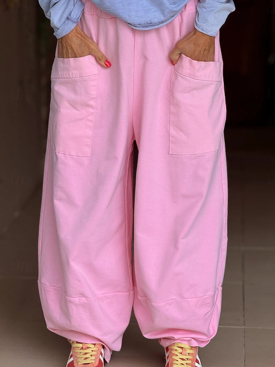 Per donna Chinos Vacanza Moda Streetwear Lunghezza intera Vita Alta Semplice Tasca Fascia Elastica Comodo Morbido Confortevole Micro-elastico All'aperto Streetwear Giallo Rosa Grigio Estate Primavera del 2025 a $26.99 –P13