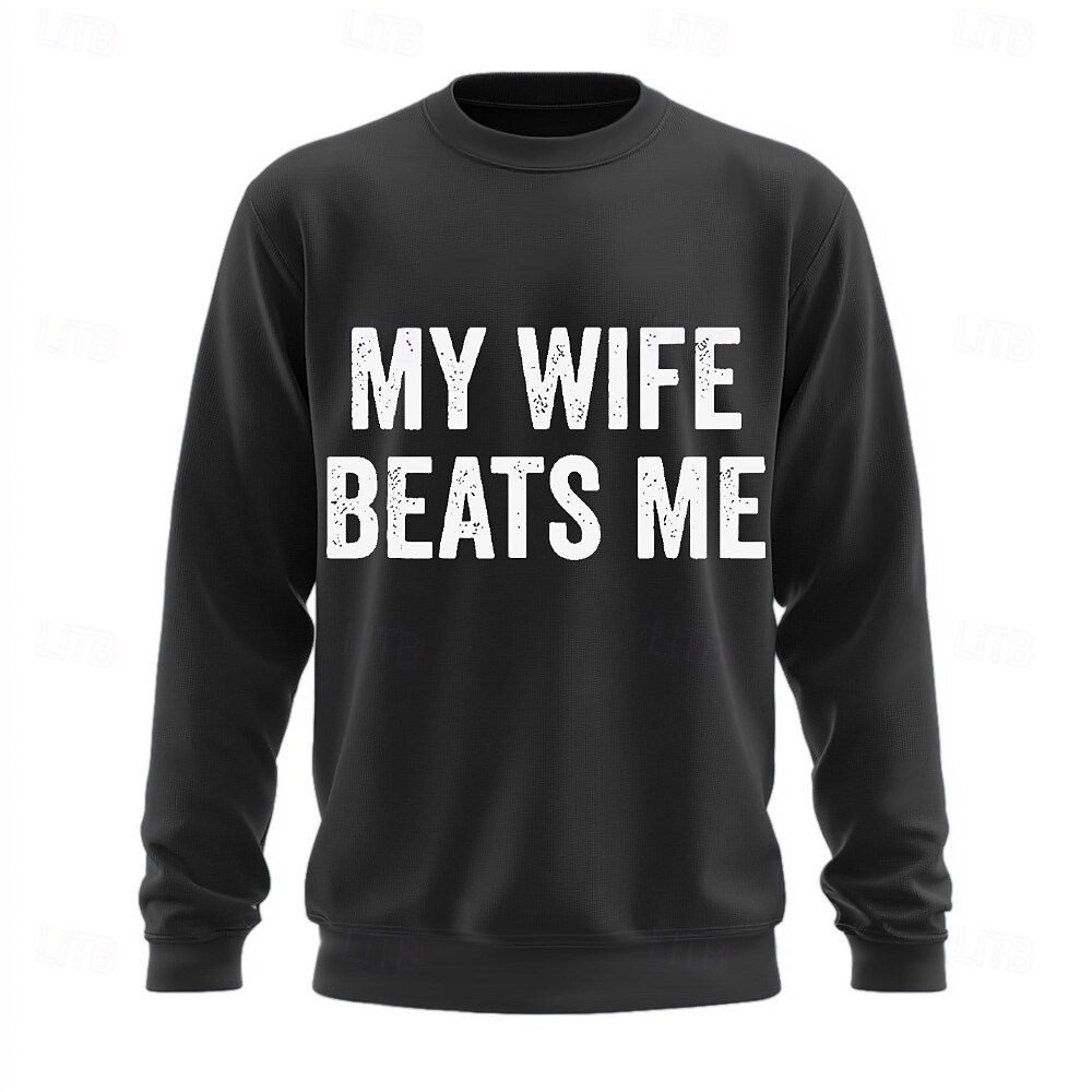 Per uomo Testo Gergo divertente Felpa Maglia Felpa con cappuccio Girocollo Moda Stampa 3D Nero Bianco Girocollo 3D Tutte le stagioni progettista del 2025 a $26.99 –P1