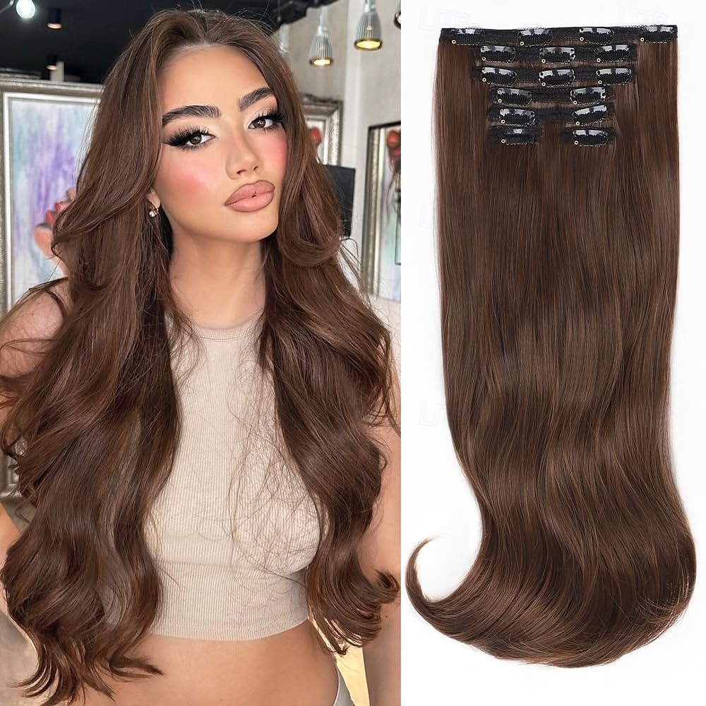 Clip in prodlužování vlasů - husté dlouhé rovné vrstvené prodlužování vlasů, špinavě blond, smíšená odbarvená blond, 20 palců, jemný krajkový útek 2025 - $26.99 –P3