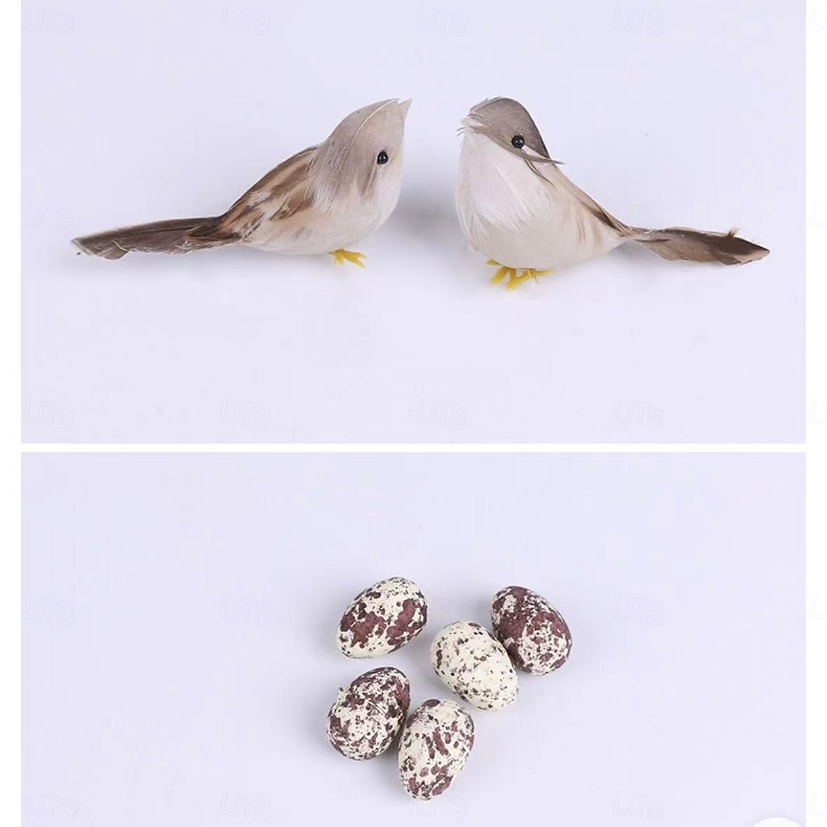 2025年 鳥と卵が入った手作りの籐の鳥の巣、結婚式のディスプレイ用の籐の鳥の巣箱の装飾、テーブルのセンターピースや家の装飾用の森風の写真小道具  コレクション – $23.99 –P5