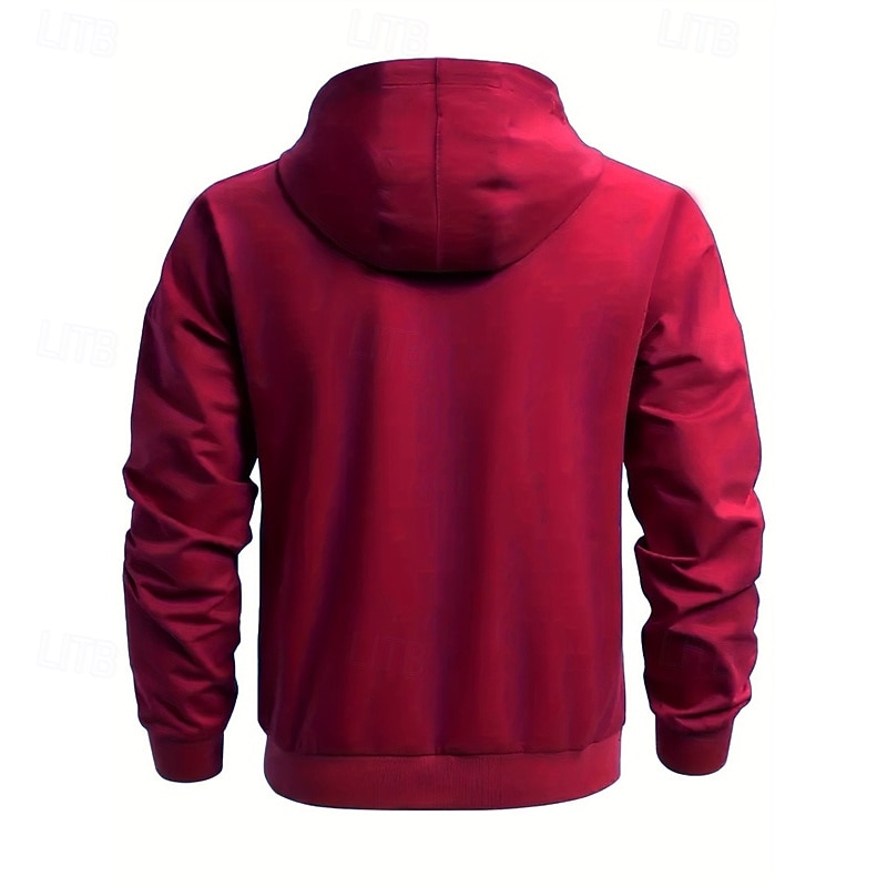 Pánské Kapuce Mikina s kapucí na zip Černá Fialová Námořnická modř Khaki Světle šedá Kapuce Bez vzoru Kapsy Sporty a outdoor Denní Dovolená Polyester Šik ven Základní Na běžné nošení Jaro Podzim 2026 - $28.99 –P15