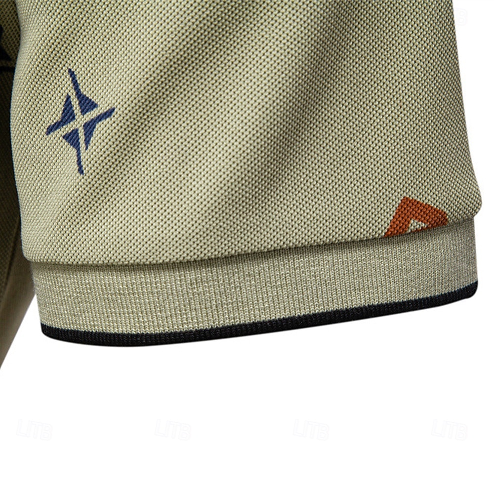 Male Abstract Short Sleeve Polo Collar Modern Sports & Outdoor Casual Athleisure Summer White Green Khaki 2026 - $24.99 –P10