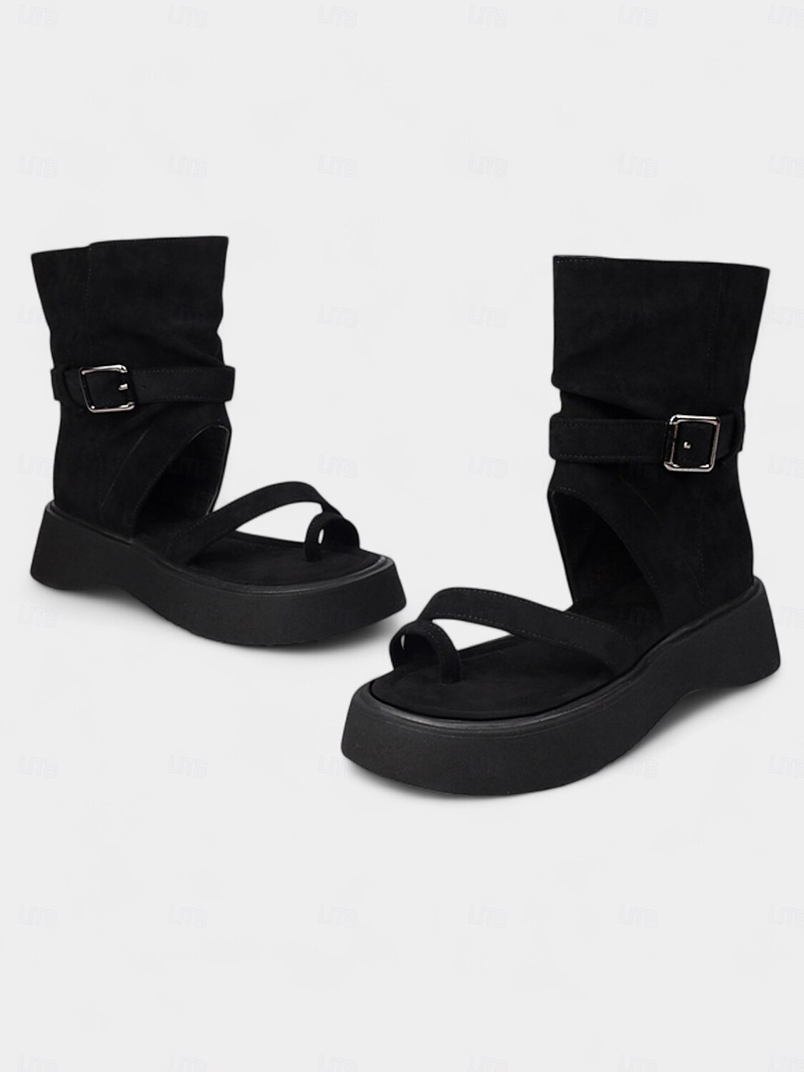 Sandales gladiateur beiges à bride cheville pour femme avec bride à boucle et semelle plateforme noire – Chaussures de voyage décontractées pour l'été, le camping et les aventures en plein air de 2025 ? $46.99 –P3