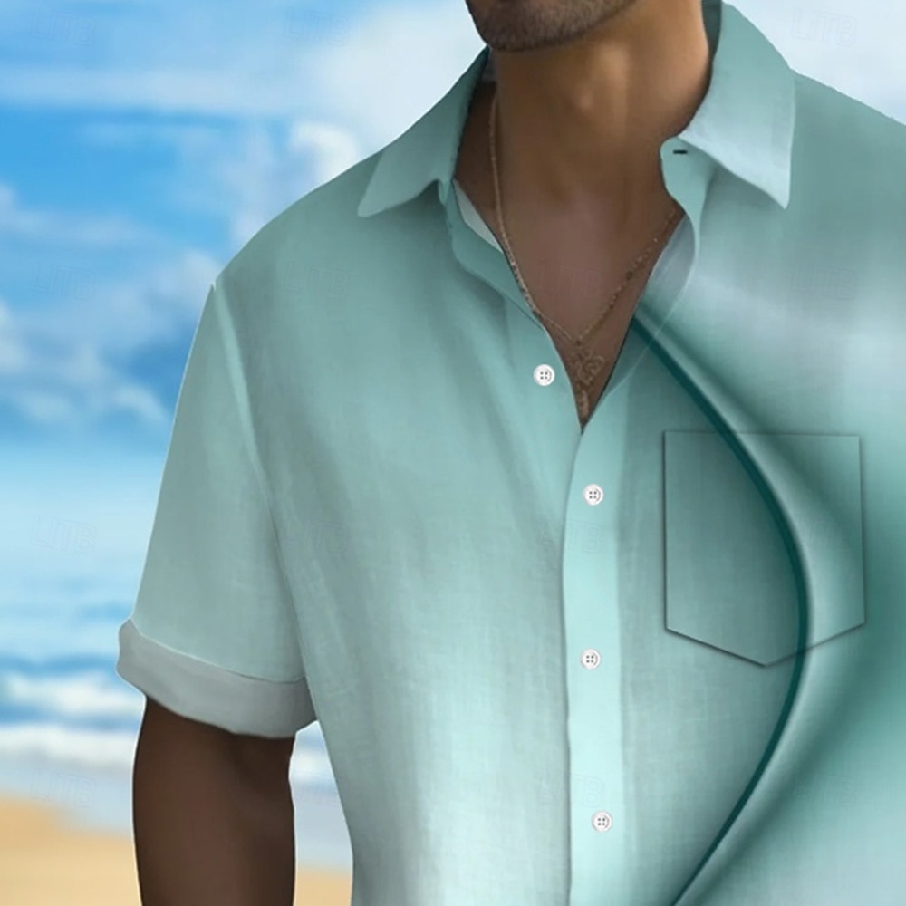 Voor heren Verloop Golven Marmer Overhemd Zomer overhemd Overhemd met knopen Korte mouw Mode-casual Buiten Vakantie Dagelijks gebruik Zomer Lente Strijkijzer 3D-afdrukken shirts met kraag Voorste zak 2025 - $23.99 –P5