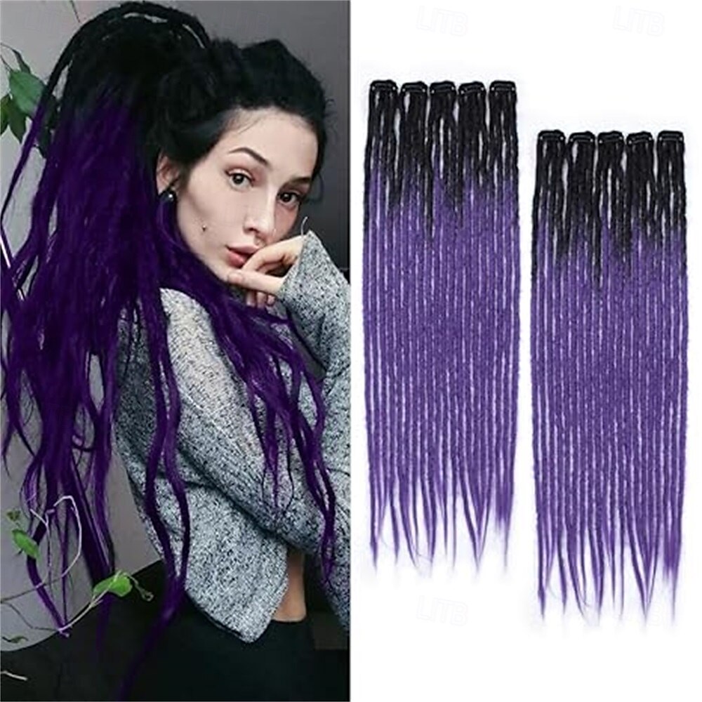 Extensions de cheveux à clipser pour dreadlocks de 24 pouces, 10 clips, 40 brins, synthétiques, faites à la main, souples, pour femmes, 1b/30 de 2025 ? $63.99 –P4