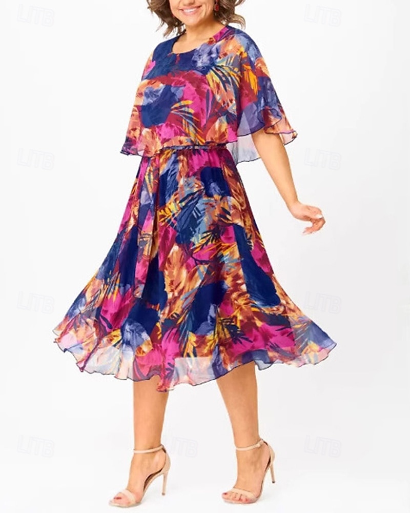 Pentru femei Rochie Lunga Rochie Maxi Rochie casual Rochie de Cocktail Rochie pentru invitata de nunta Rochii din Șifon Elegant Modă În aer liber Concediu Dată Fit regulat Floare Manșon scurt Stil 2025 - $23.99 –P1