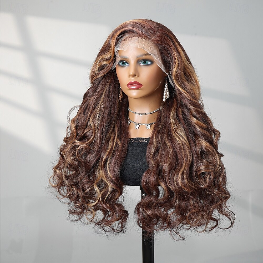 Peruca sintética Deep Curly Estilo 22 polegada Multi Cores Parte do meio 13x4 Lace Front Peruca Mulheres Peruca Castanho Escuro de 2025 por $71.99 –P3