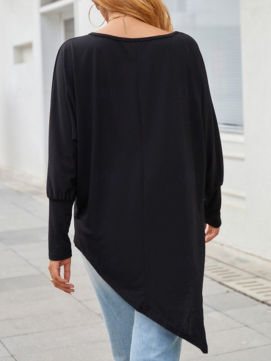 Damen Hemd Mode Lässig Langarm Rundhalsausschnitt Lange Oberteile Täglich Patchwork Schwarz Rote Purpur Grün Grau Frühling Herbst 2025 - $15.99 –P3