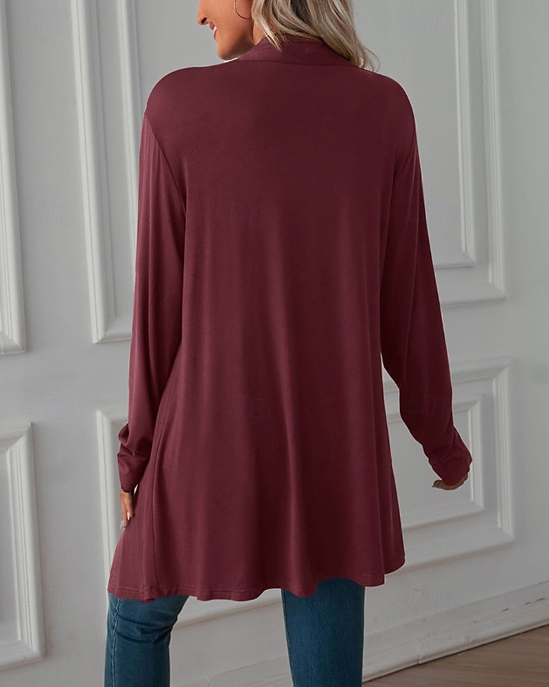 Damen Pullover Strickjacke Urlaub Mode Täglich Einfarbig Gerippt Öffnung vorne Gestrickt Langarm Lange Oberteile Stricken Ferien Ausgehen Wochenende Schwarz Weiß Herbst Winter 2025 - $22.99 –P5