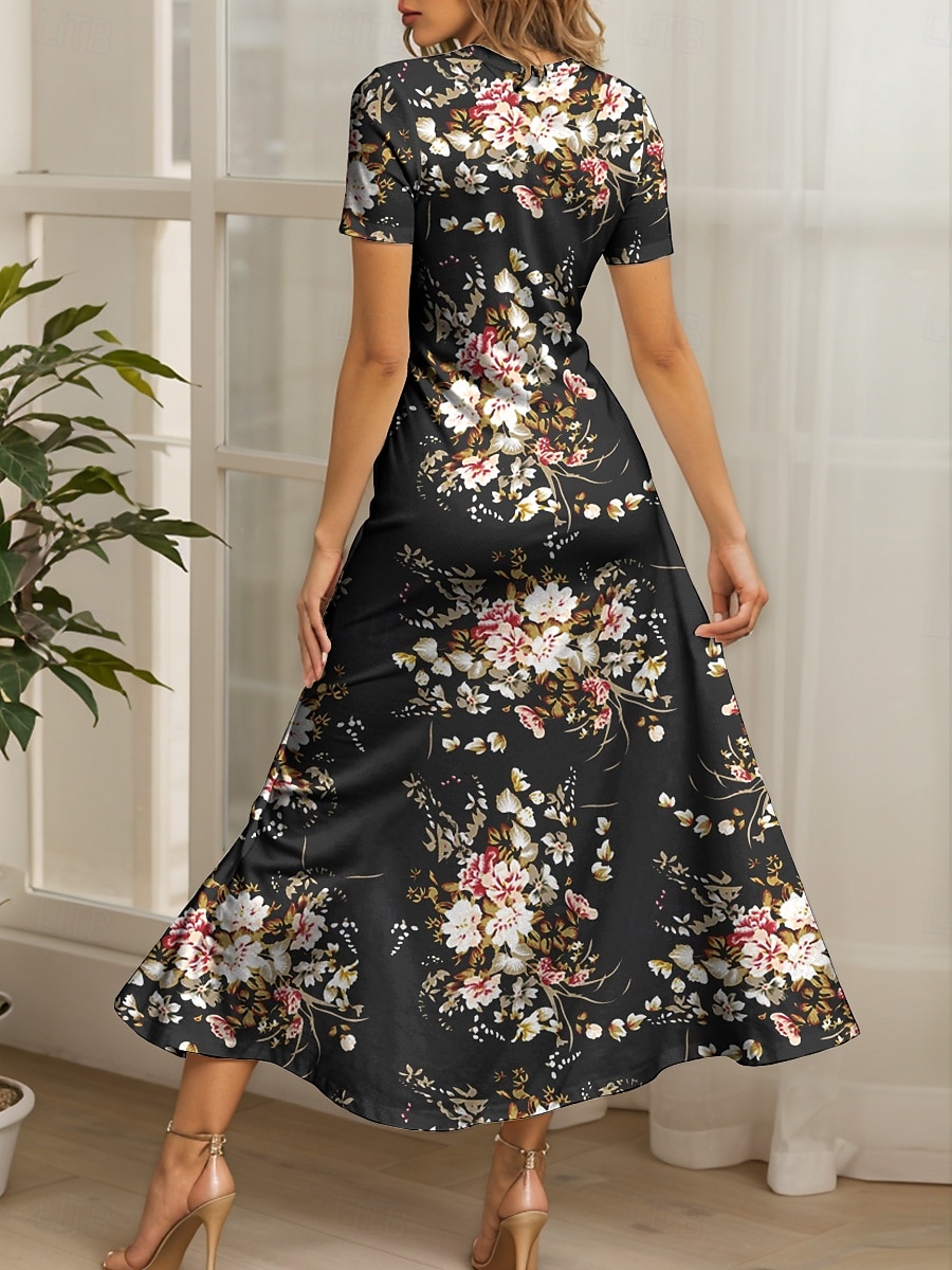 Damen Maxikleid Strickkleid Freizeitkleid A Linie Kleid Sommerkleid Elegant Urlaub Lässig Normale Passform Blumen Grafik Kurzarm Quadrathals Rundausschnitt Gelb Rote Blau Purpur Sommer Frühling 2025 - $31.99 –P2